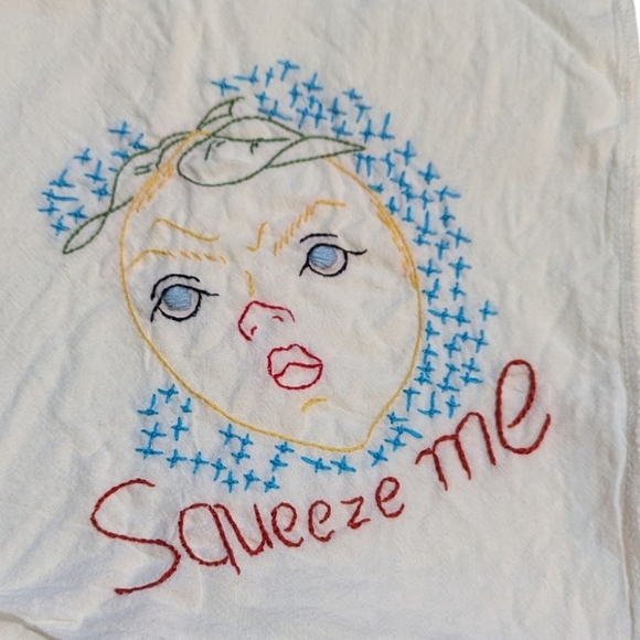 Vintage Embroidered Kitchen Dish Tea Towels Handmade Fruits Quirky 21x37" - Picture 6 of 8